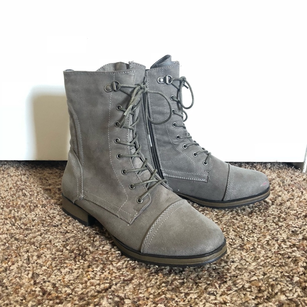 Women’s grey combat boots